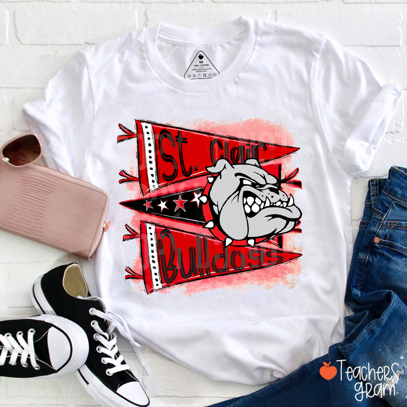 Personalized Mascot Pennant School Spirit Teacher T-Shirt