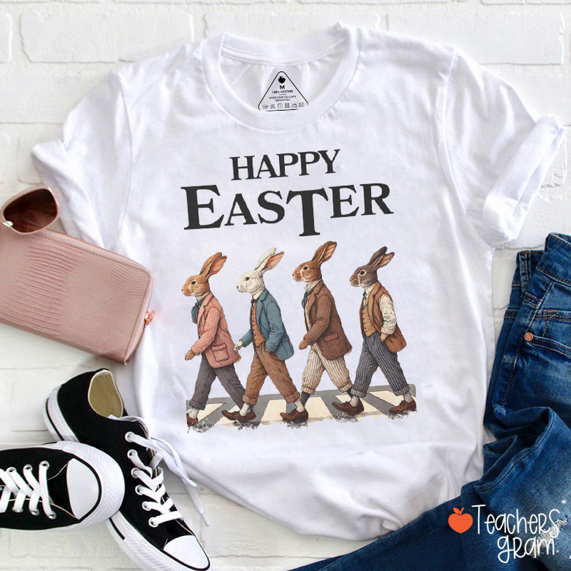 Vintage Style Easter Bunny Teacher T-Shirt