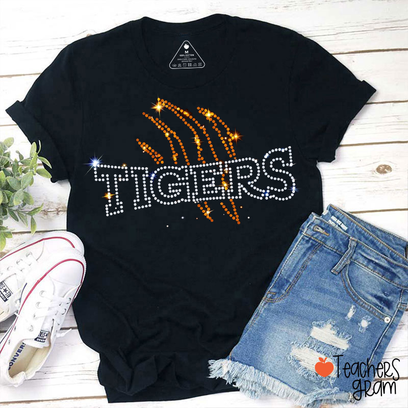 Personalized Mascot Glitter Paw Teacher T-Shirt