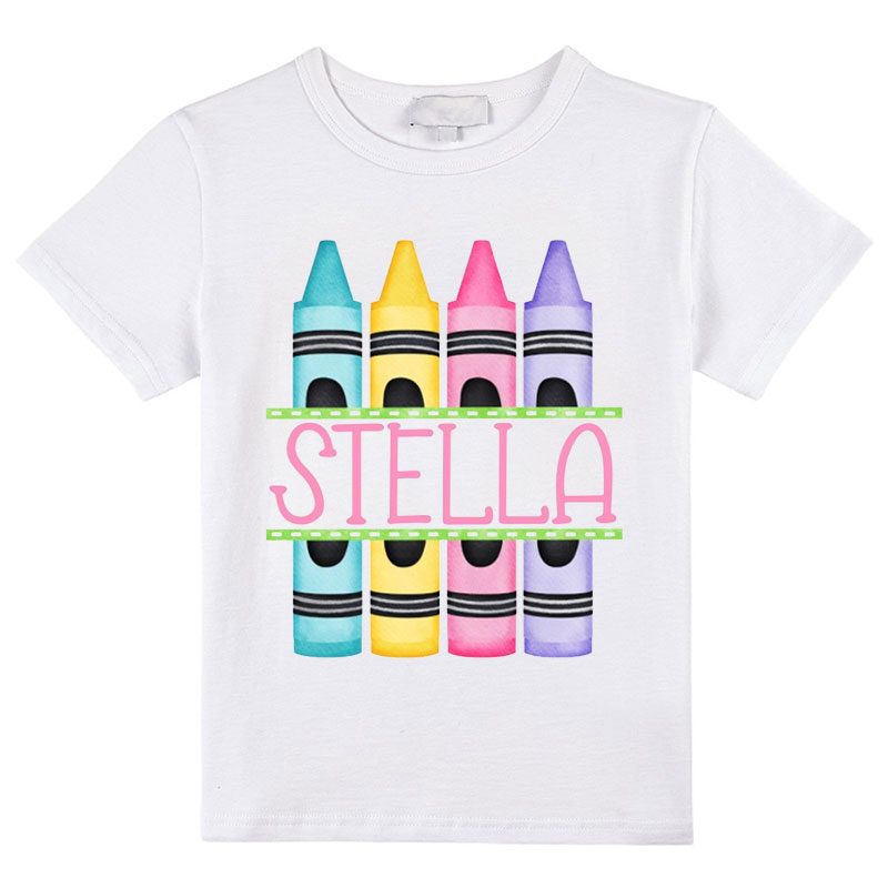 Personalized Welcome Back To School Colorful Crayon Kid T-Shirt