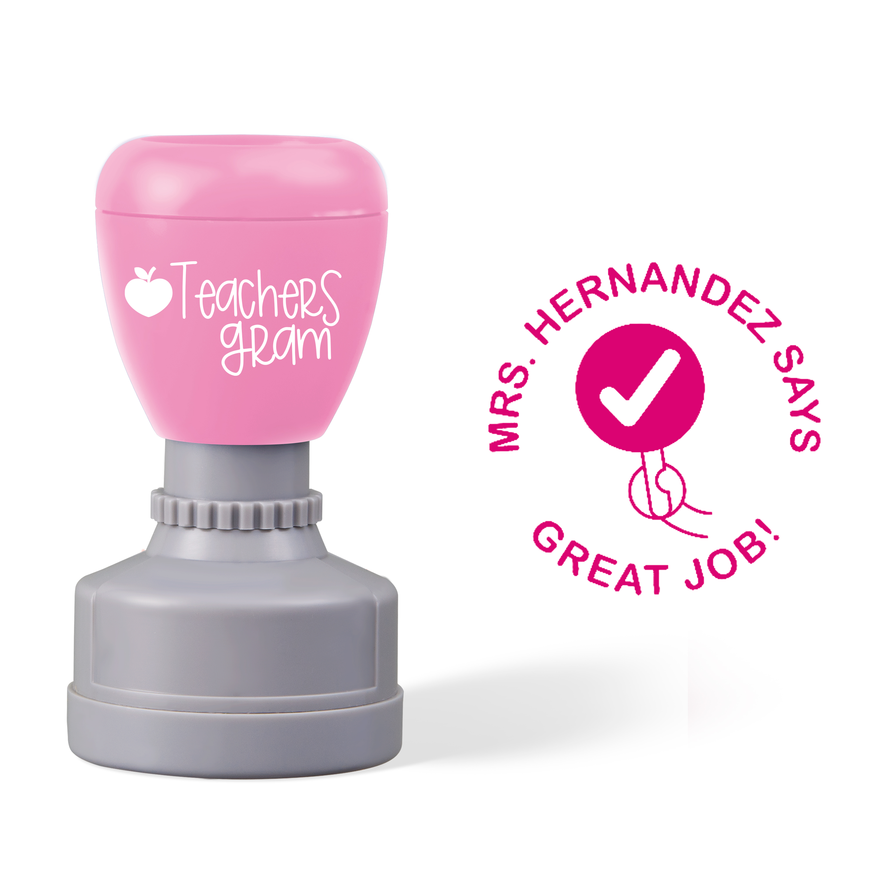 Personalized Name Great Job Checkmark Teacher Stamp