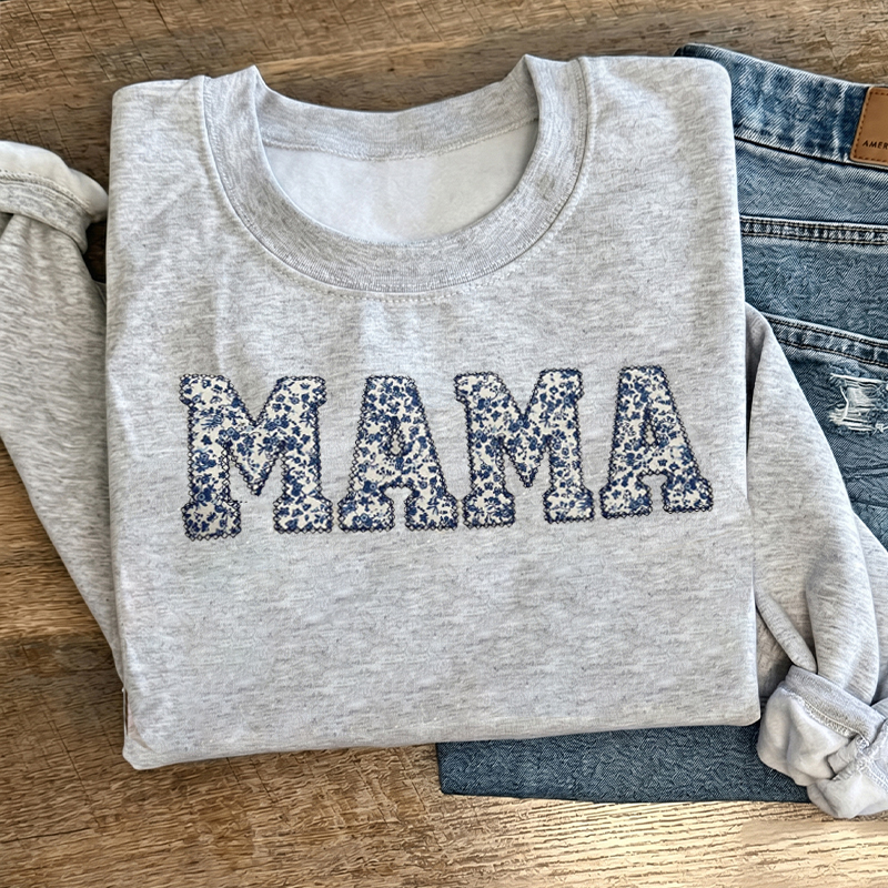 Embroidered Patch MAMA Teacher Sweatshirt