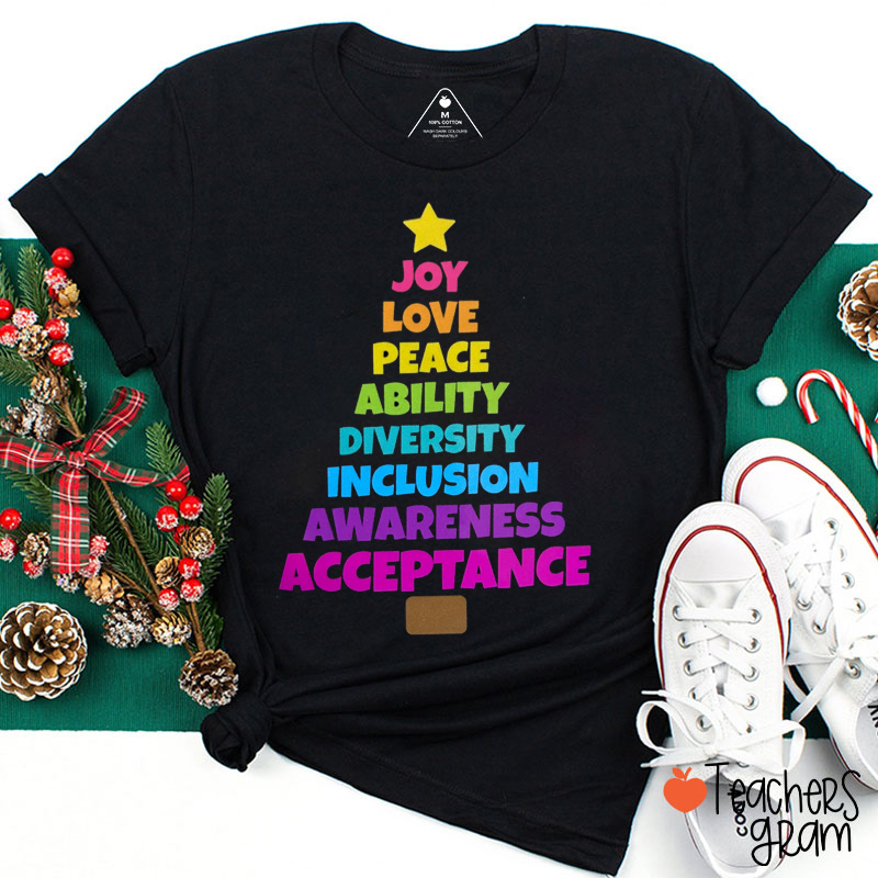 Diversity Christmas Tree Teacher T-Shirt