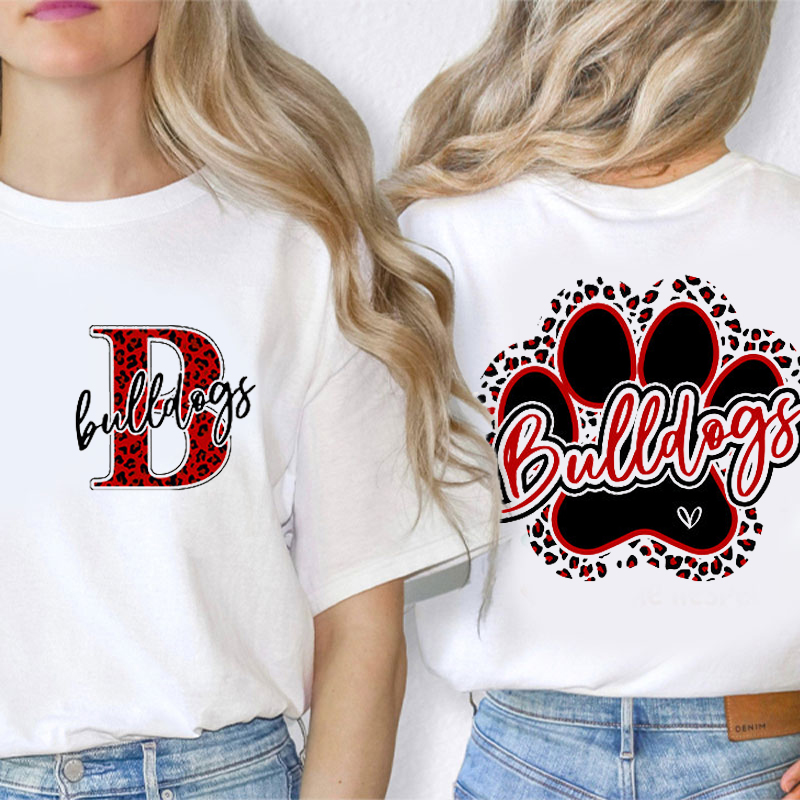 Personalized Colorful Leopard Mascot Icon Teacher Two Sided T-Shirt