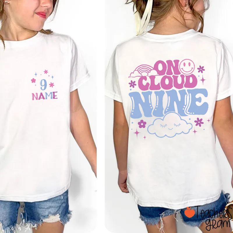Personalized Age On Cloud Class Two Sided T-Shirt