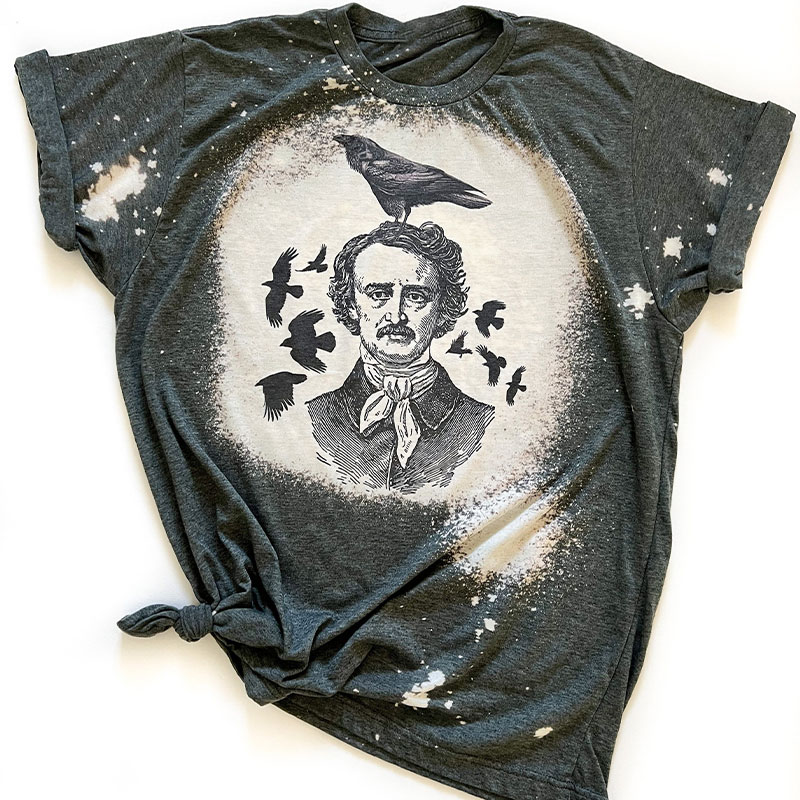 Poe Raven Crow Teacher Printed T-Shirt