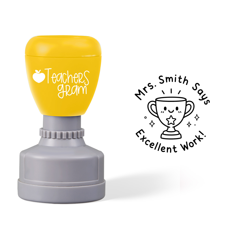 Personalized Name Says Excellent Work Teacher Stamp