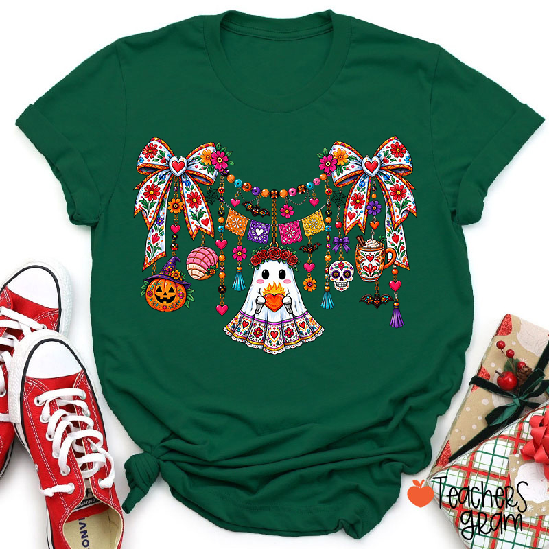 Coquette Halloween Ghost Teacher T-Shirt