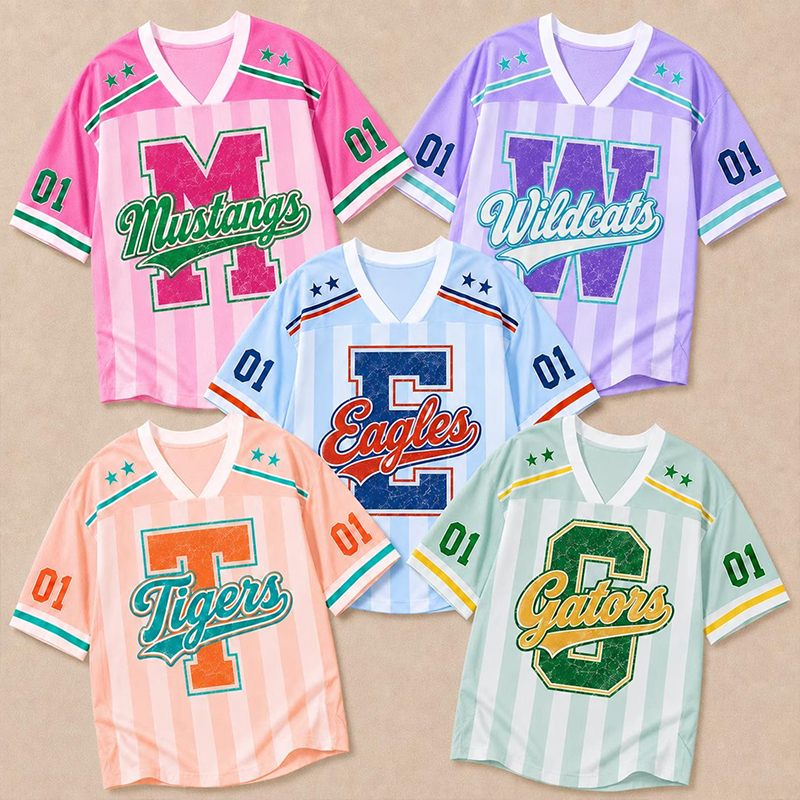 Personalized Mascot Vintage Distressed Letter Striped Teacher Mesh Jersey