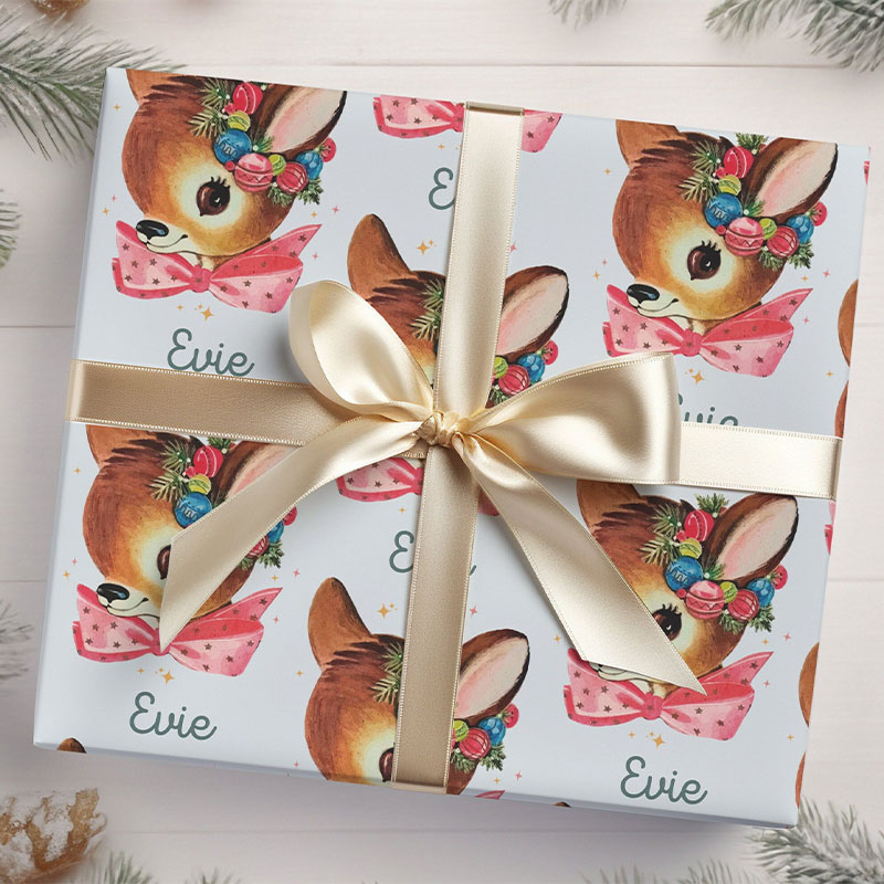 Personalized 5 Sheets Of Baby Deer Wrapping Paper