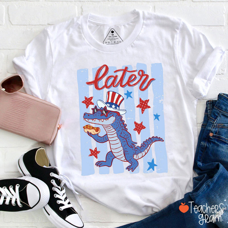 Later Gator Eating Hotdog Teacher T-Shirt