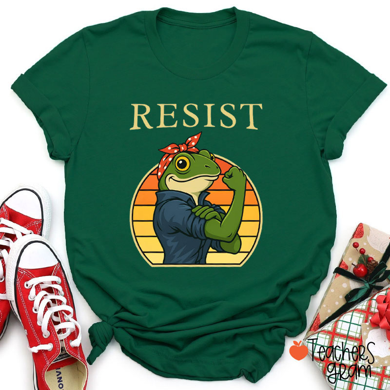 Resist Strong Frog Teacher T-Shirt