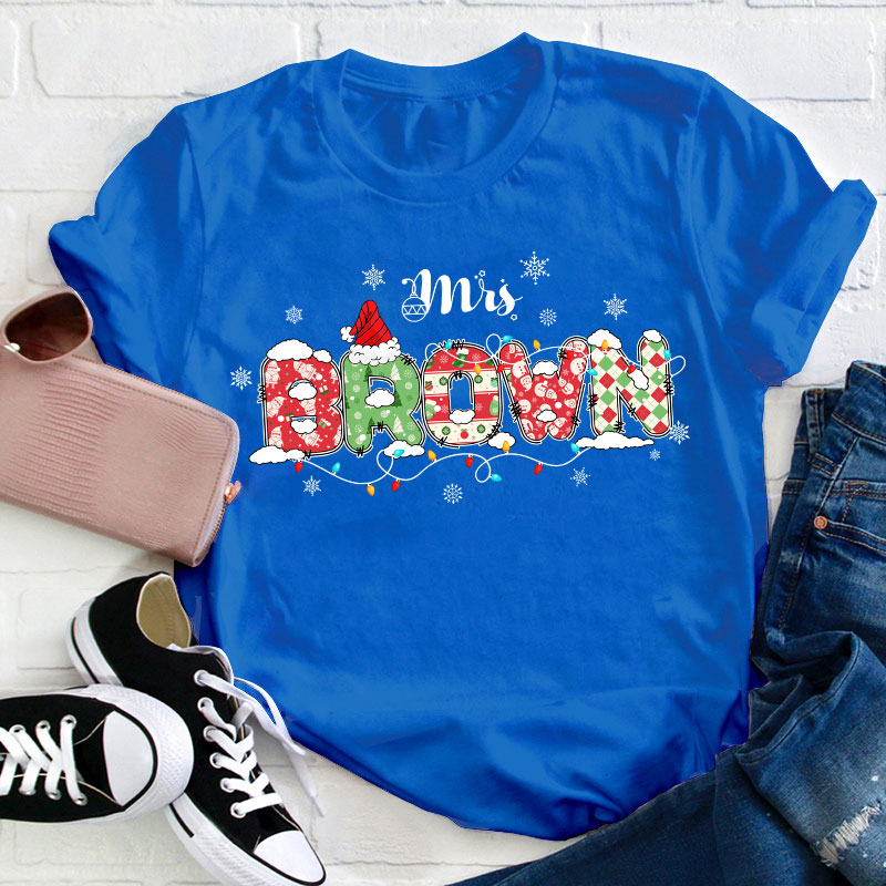 Personalized Name Ho Ho Ho Teacher T-Shirt