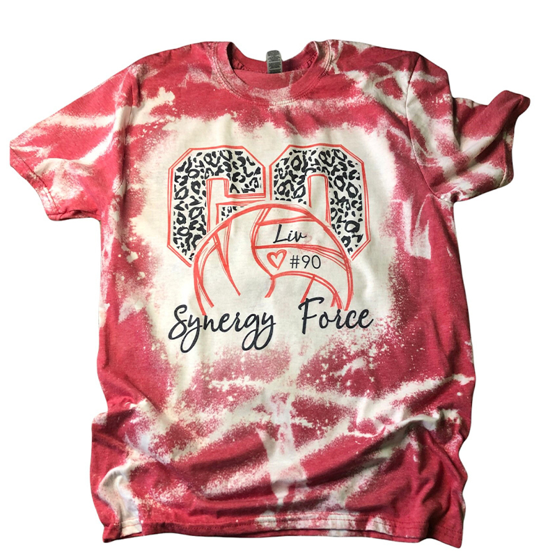 Personalized Bleached Volleyball Teacher Printed T-Shirt