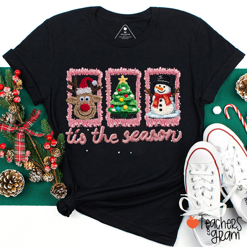 Faux Yarn Tis The Season Teacher T-Shirt