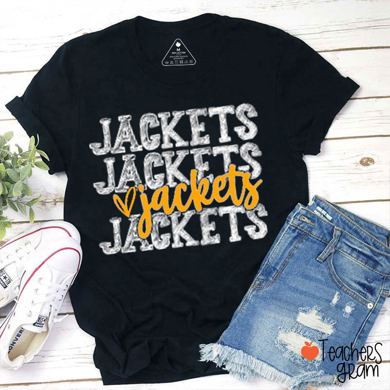 Personalized  Mascot Love Heart School Spirit Teacher T-Shirt