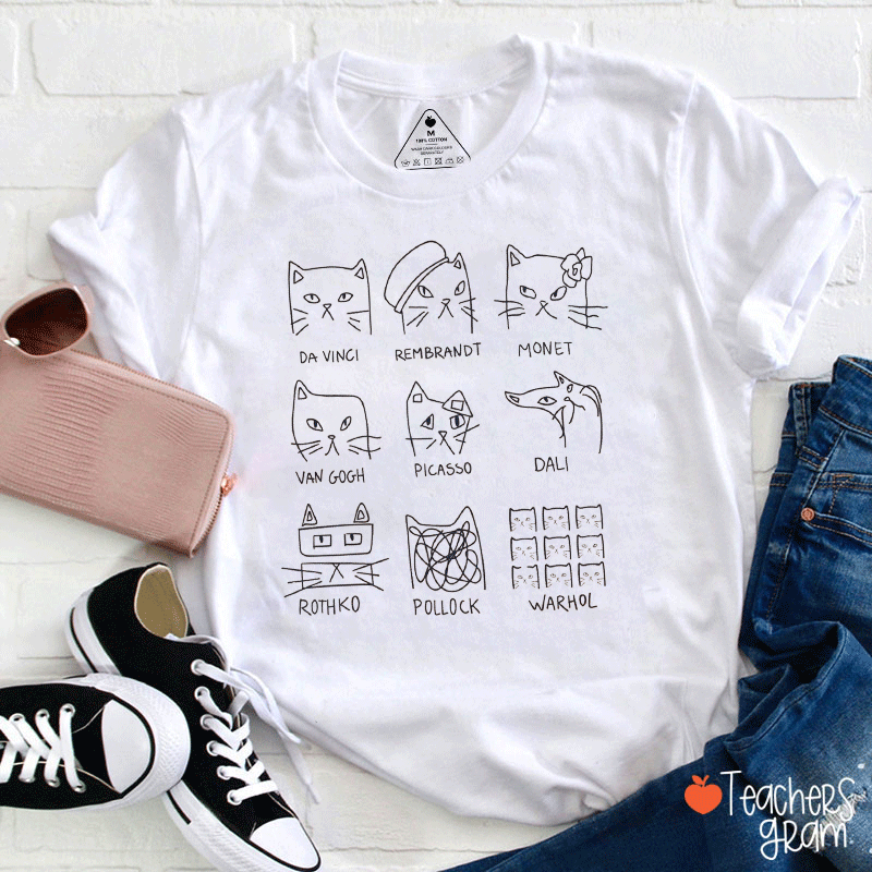 Artistic Cats Teacher T-shirt