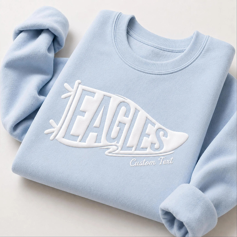 Personalized Mascot Sport Puff Printed Pennant Banner Teacher Sweatshirt