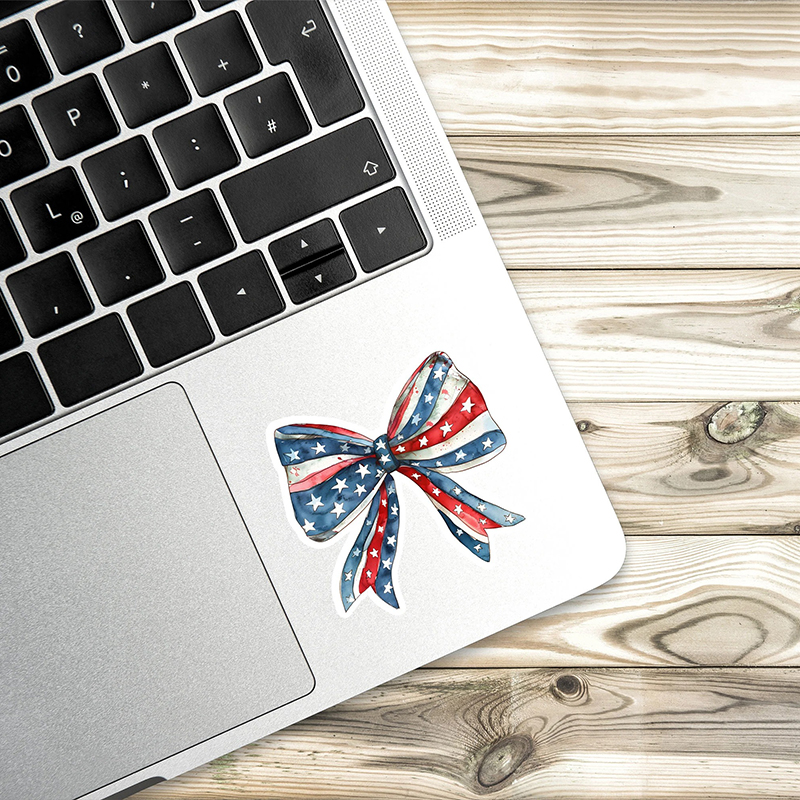 Coquette Patriotic Flag Bow Teacher Stickers