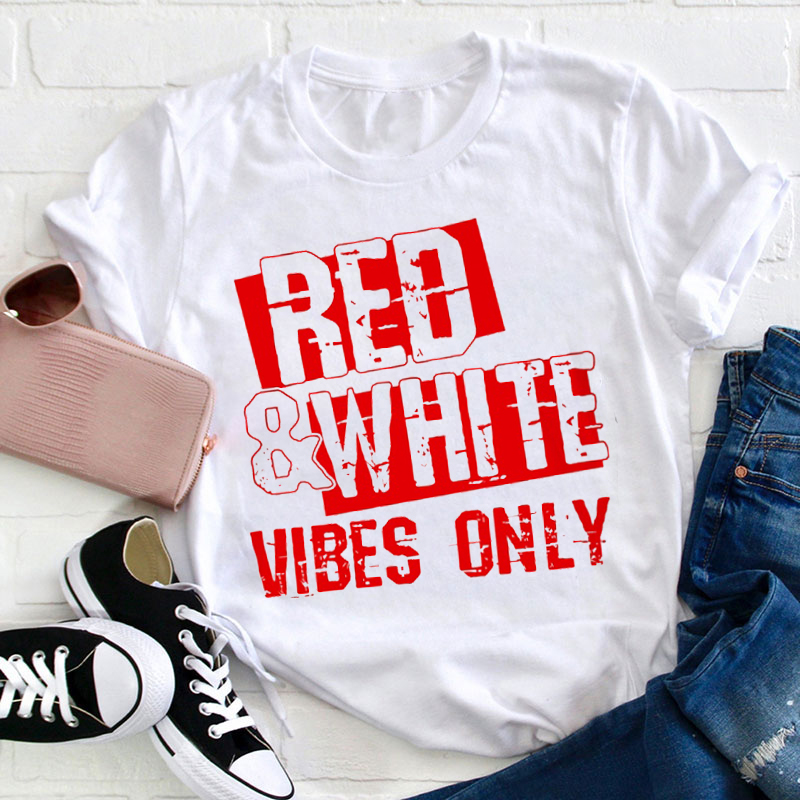 Personalized Two-color Design Vibes Only Teacher T-Shirt