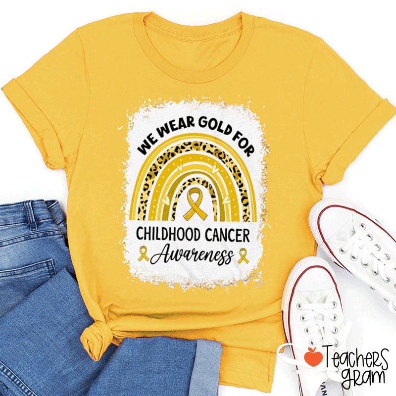 Splash Ink We Wear Gold For Childhood Cancer Awareness Teacher T-Shirt