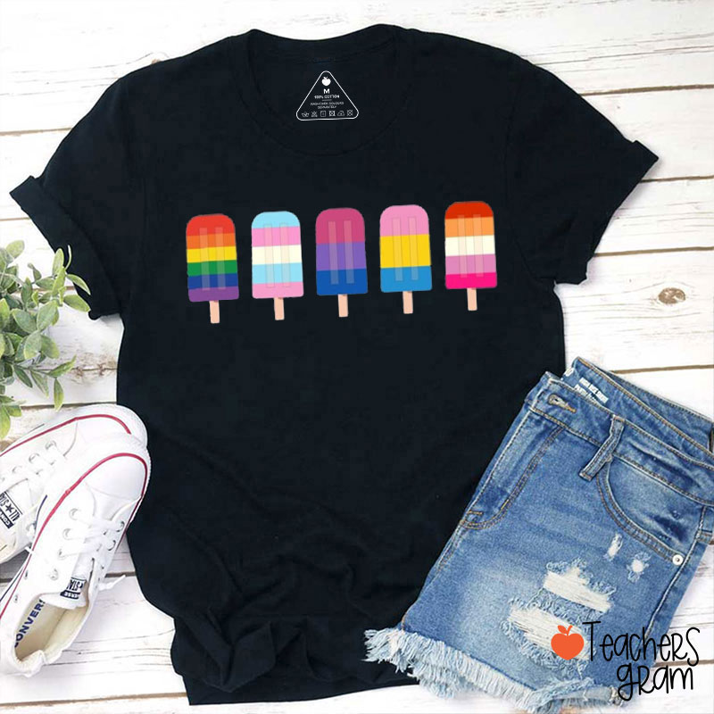 Rainbow Popsicles Teacher T-Shirt