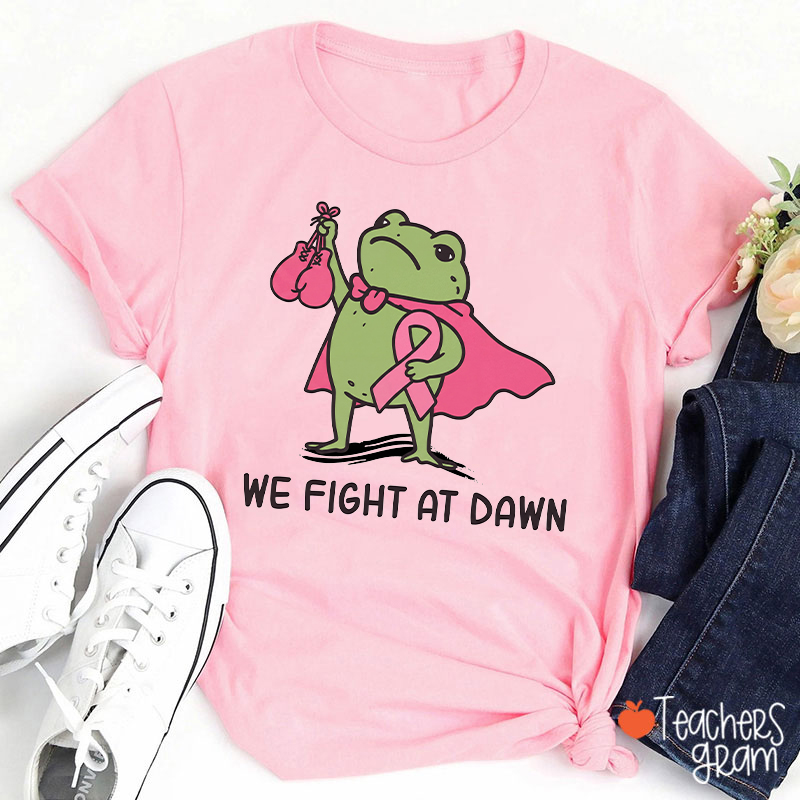 Superhero Frog Pink Ribbon Teacher T‑Shirt