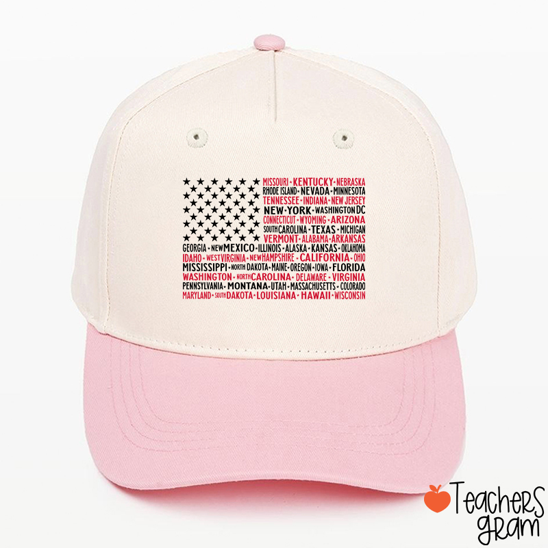 Vintage American Flag 4th Of July Teacher Baseball Cap
