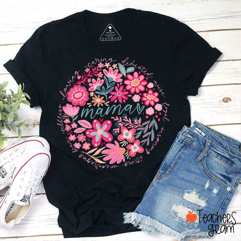 Boho Floral Mama Teacher T-Shirt