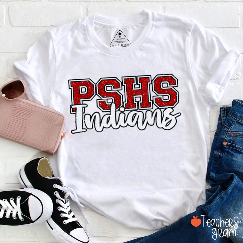 Personalized Mascot And School Initials Team Spirit Teacher T-Shirt