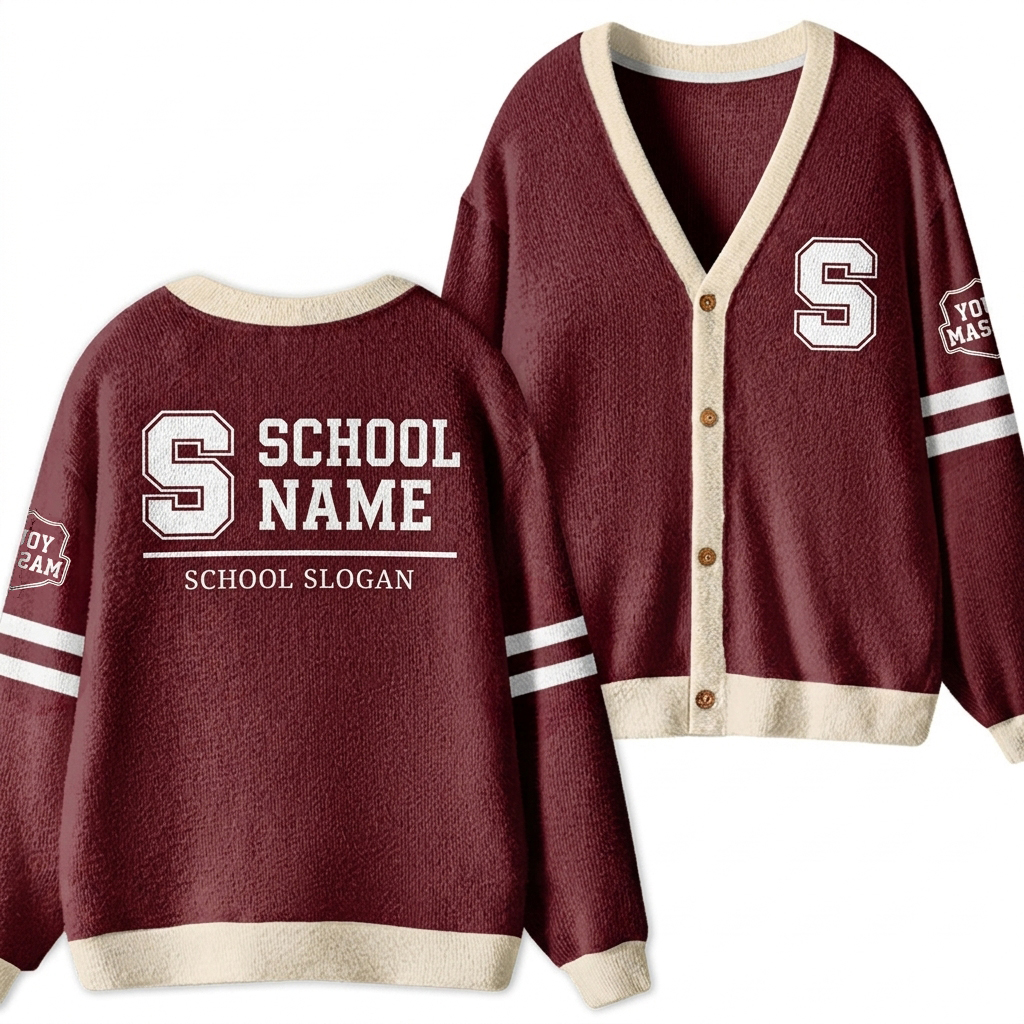 Personalized School Name Slogan Mascot Initial Teacher Ugly Cardigan Sweater