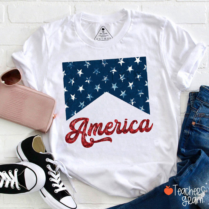 Red White And Blue America Teacher T-Shirt