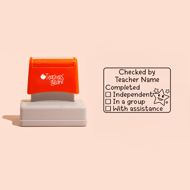 Personalized Name Checked By Teacher Rectangle Stamp