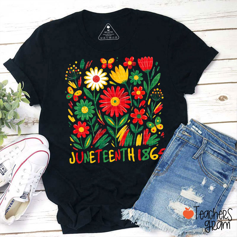 Floral Juneteenth 1865 Teacher T-Shirt