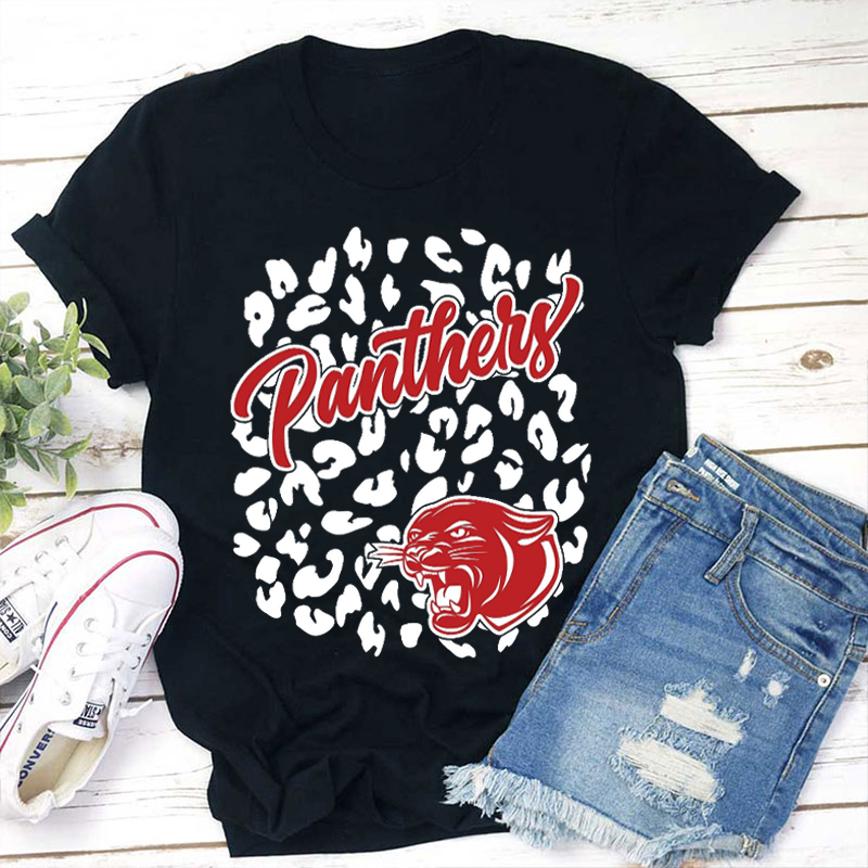 Personalized Leopard And Mascot Icon Teacher T-Shirt