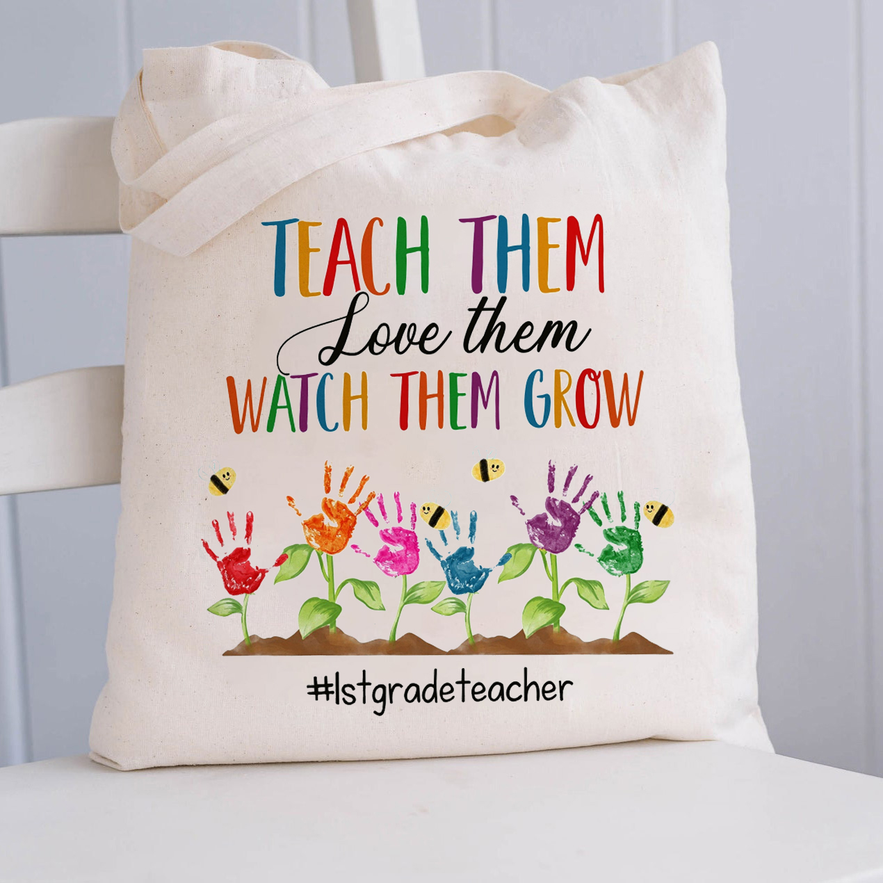Personalized Love Them And Nurture Them To Grow Teacher Tote Bag