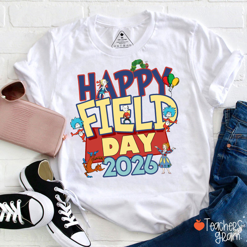 Personalized Happy Field Day Children's Books Teacher T-Shirt