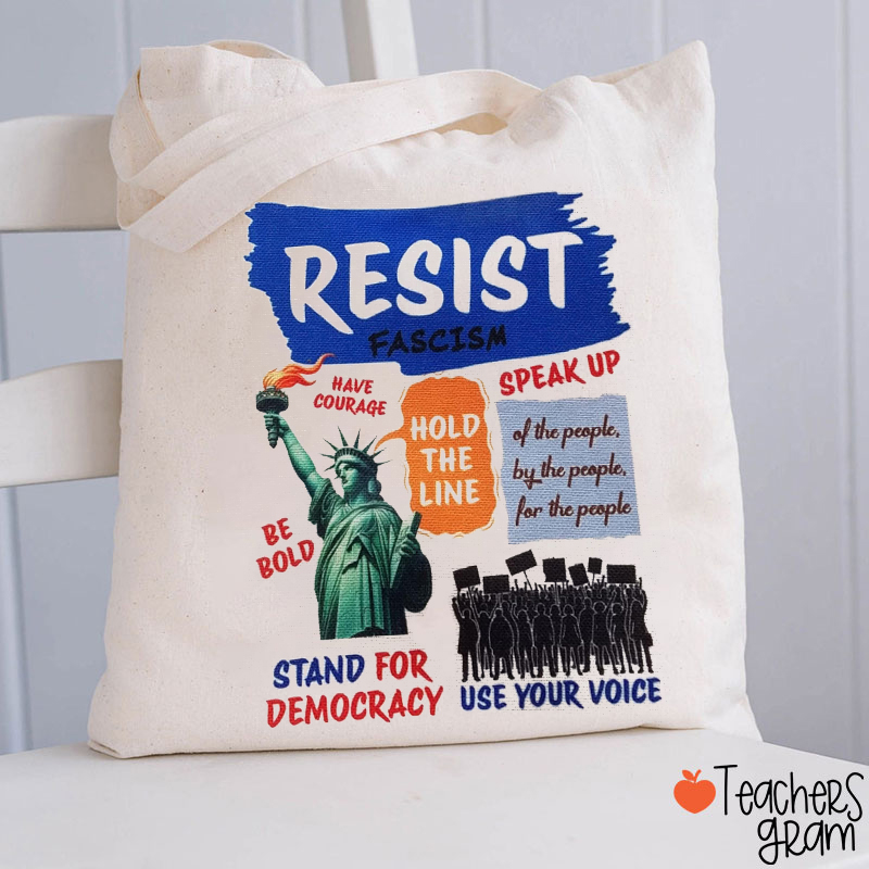 Resist Stand For Democracy Teacher Tote Bag