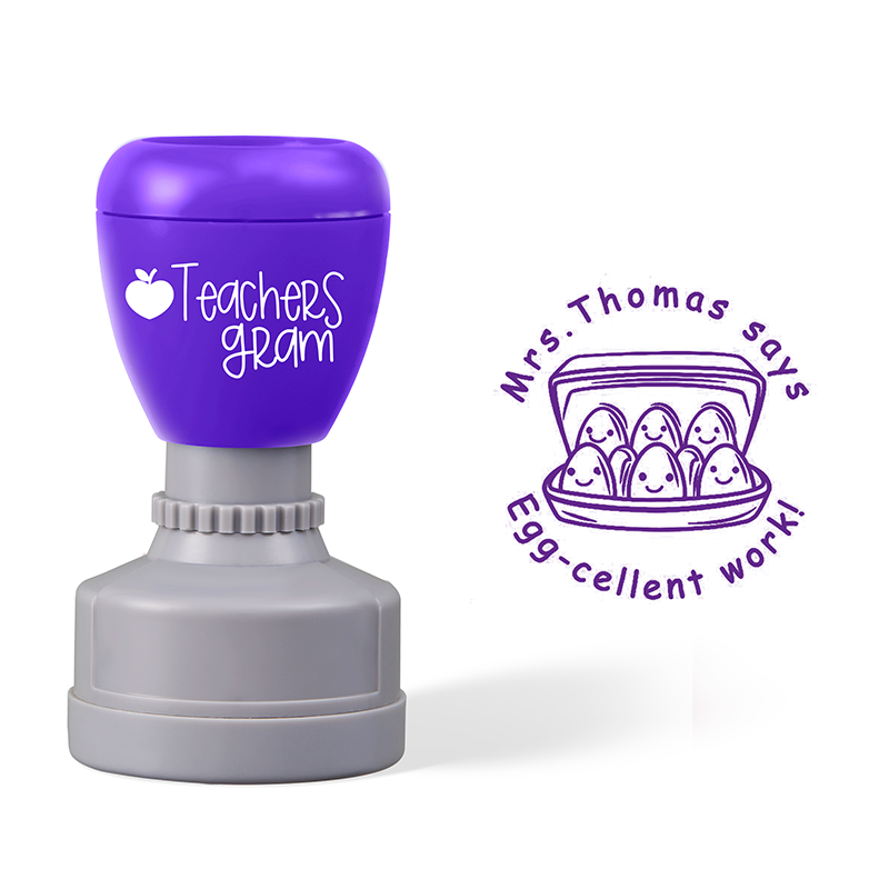Personalized Name Mrs Thomas Says Eggcellent Work Teacher Stamp
