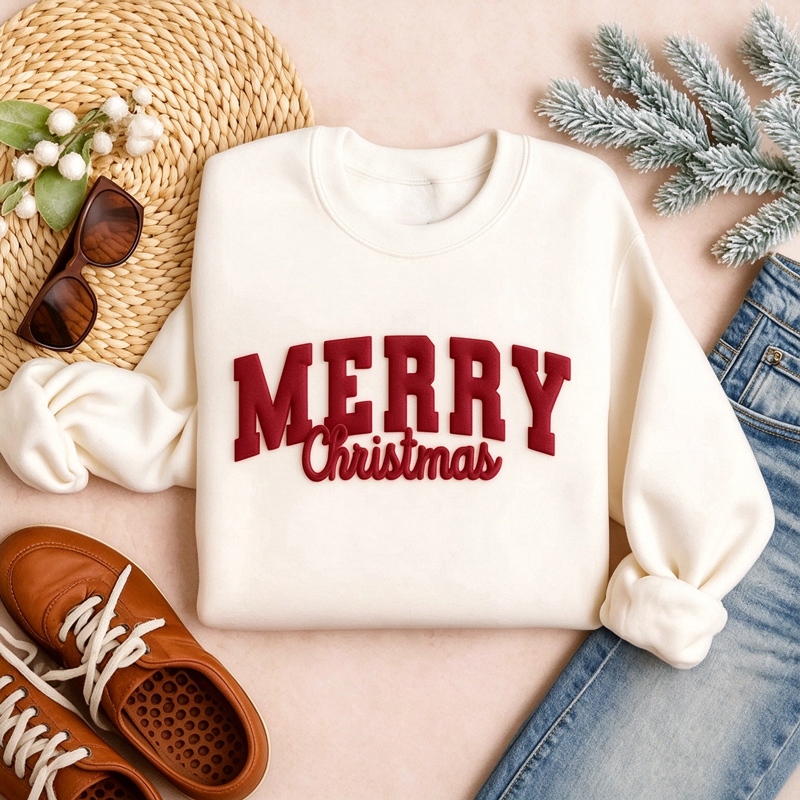Personalized Simple Merry Christmas Teacher Sweatshirt