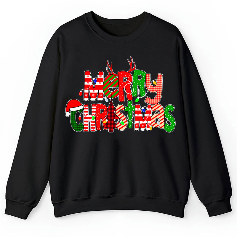 Merry Christmas With Rich Pattern Teacher Sweatshirt