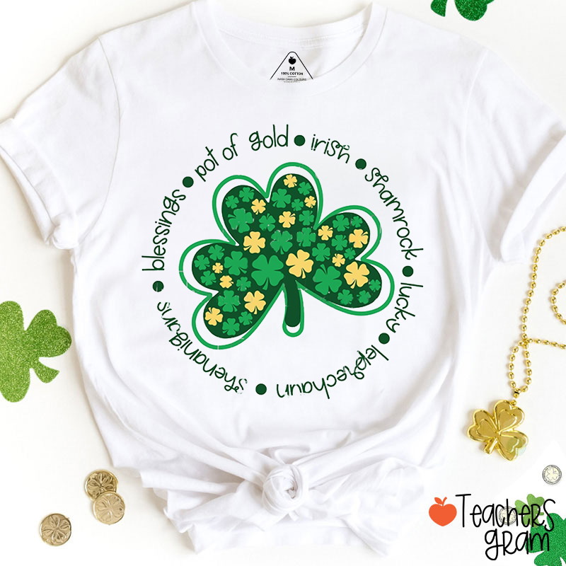 Shamrock St Patricks Day Teacher T-Shirt