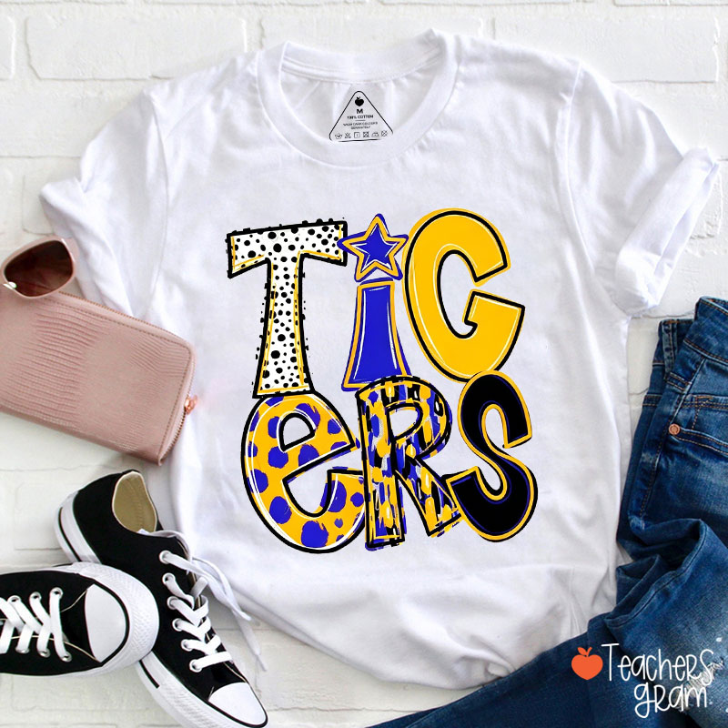 Personalized Mascot Leopard And Star Teacher T-Shirt
