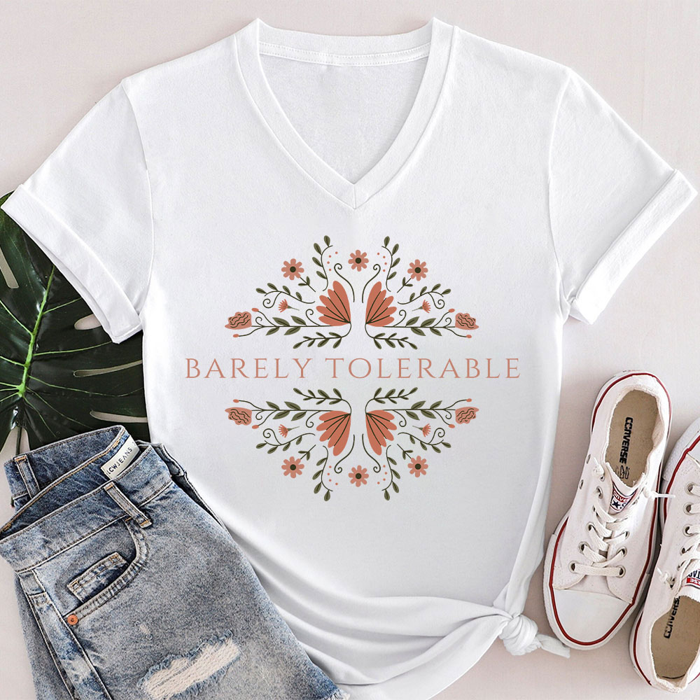 Barely Tolerable Pride And Prejudice Teacher Female V-Neck T-Shirt