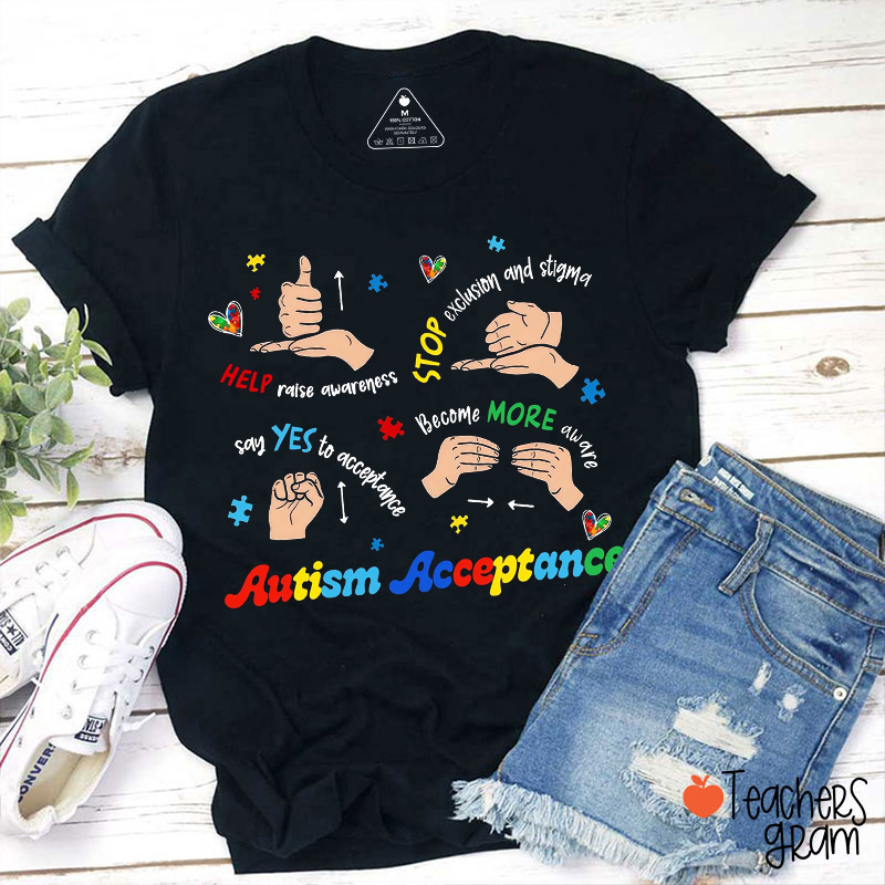 Autism Acceptance Neurodiversity Support Teacher T-Shirt