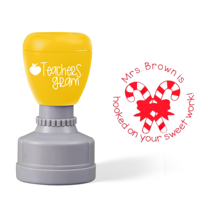 Personalized Name Hooked On Your Sweet Work Teacher Stamp