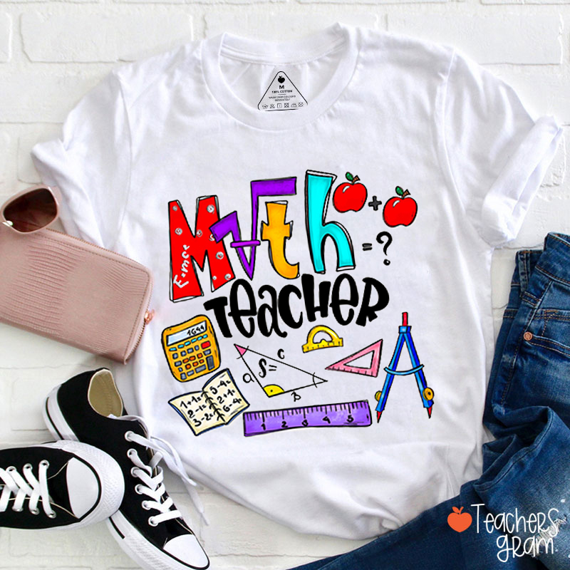 Math Teacher Cute Math Icons Teacher T-Shirt