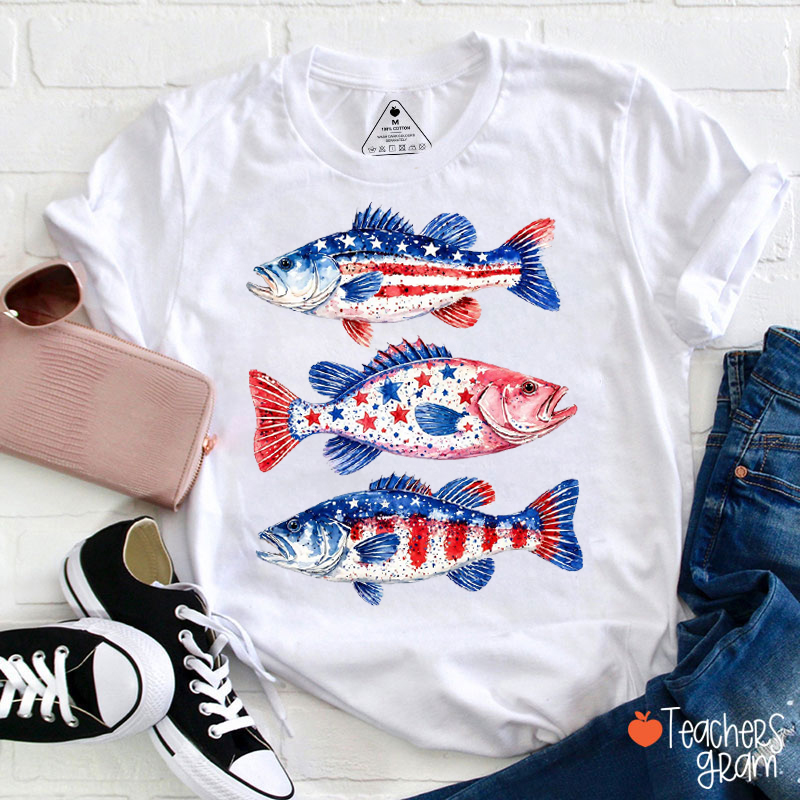 Patriotic Fish Teacher T-Shirt