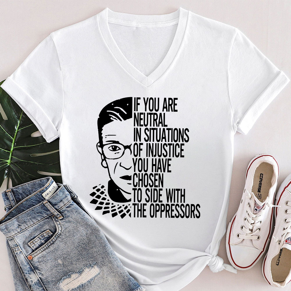 If You Are Neutral Teacher Female V-Neck T-Shirt