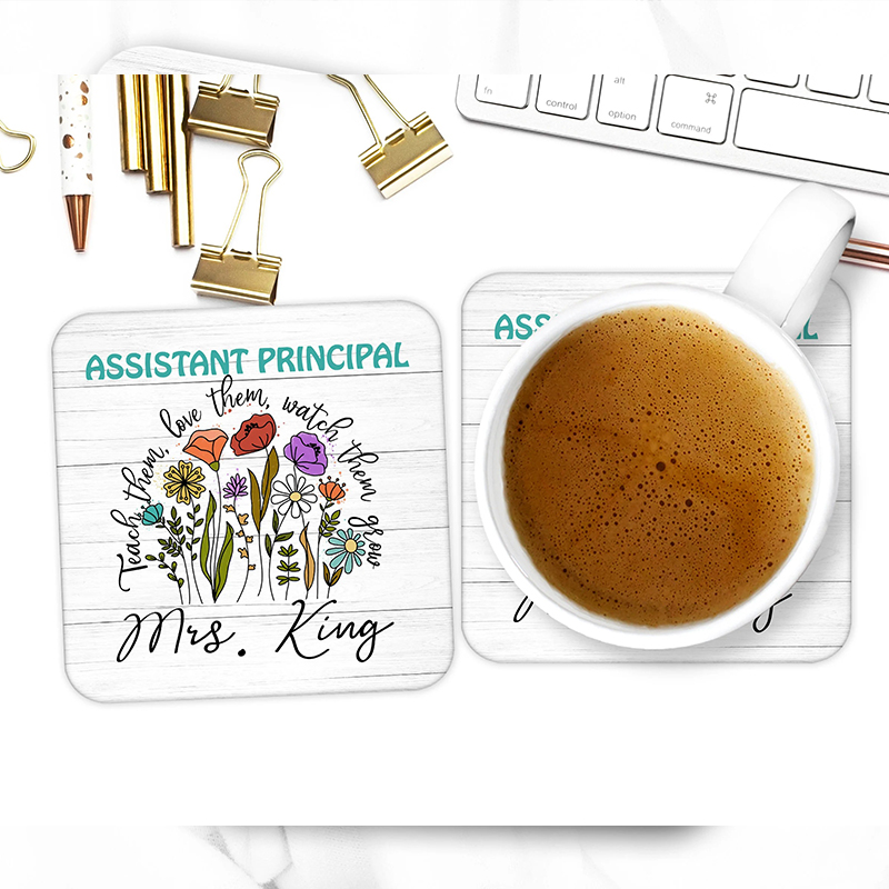 Personalized Name Teach Them Love Them Watch Them Grow Teacher Coasters